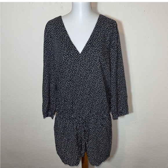 NWT Banana Republic Womens One Piece Shorts Romper  Polka Dot Long Sleeve - Picture 1 of 8